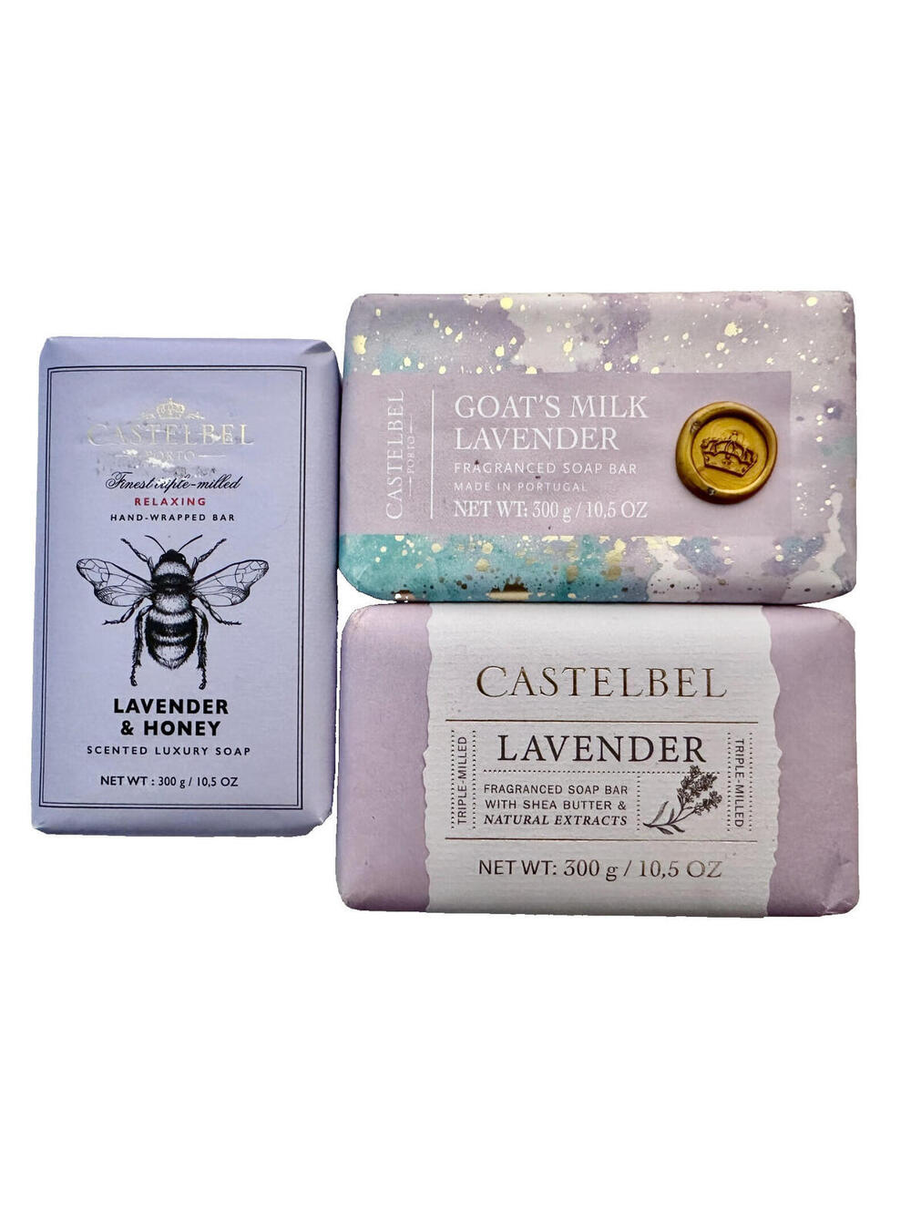 Lot of 3: NEW Castelbel Porto Lavender Scented Bath Soap Bar 10.5 oz Portugal